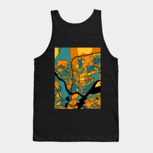 Gatineau Map Pattern in Orange & Teal Tank Top